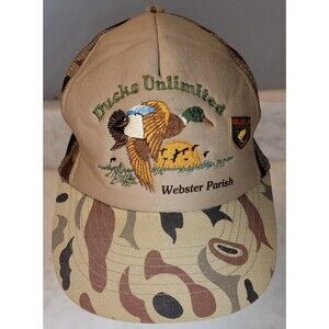 Vintage Ducks Unlimited Camo Mesh Trucker Embroidered Hunting Camouflage Hat